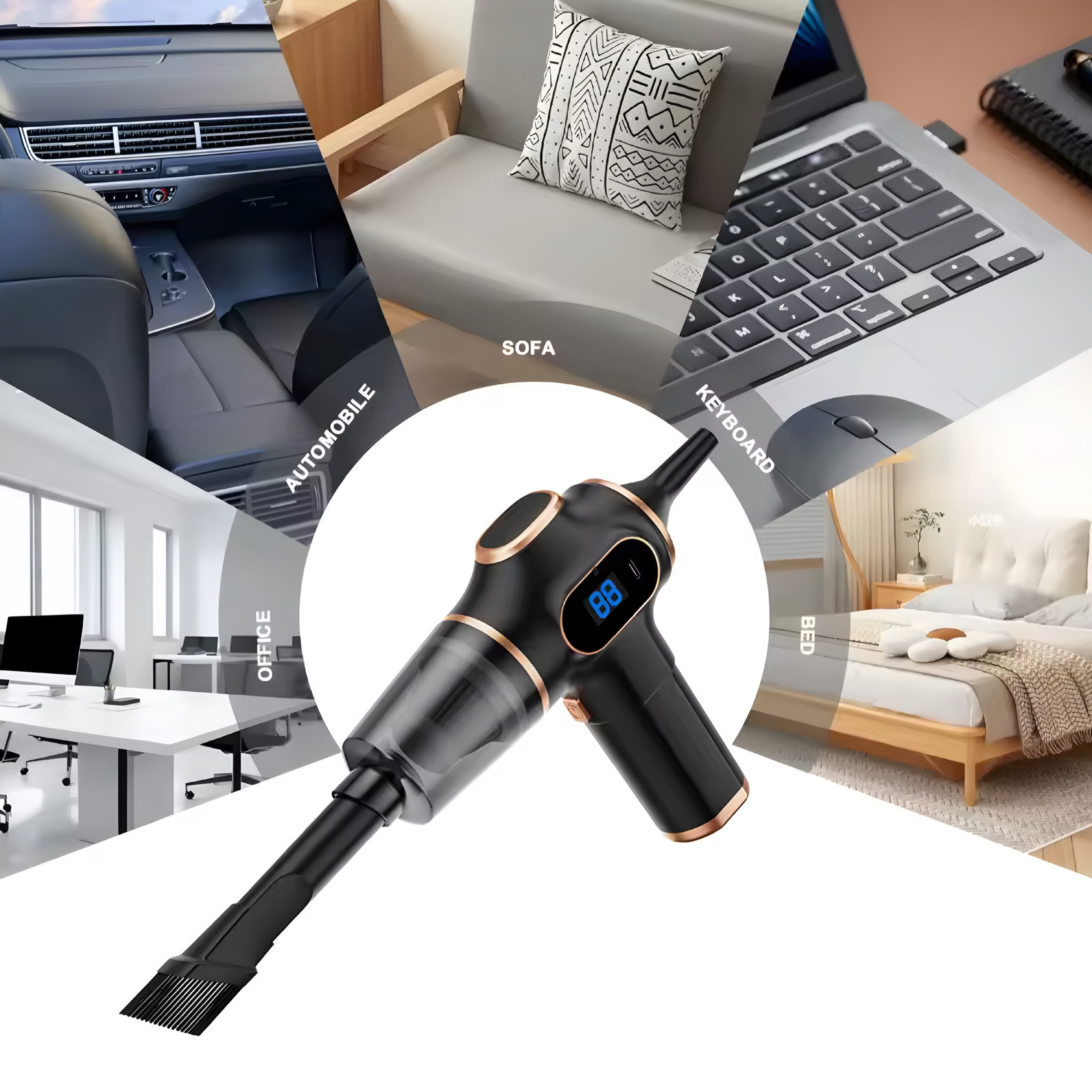 ABS Wireless Car & Home Vacuum Cleaner – Powerful Mini Vacuum for Car, Sofa & Office