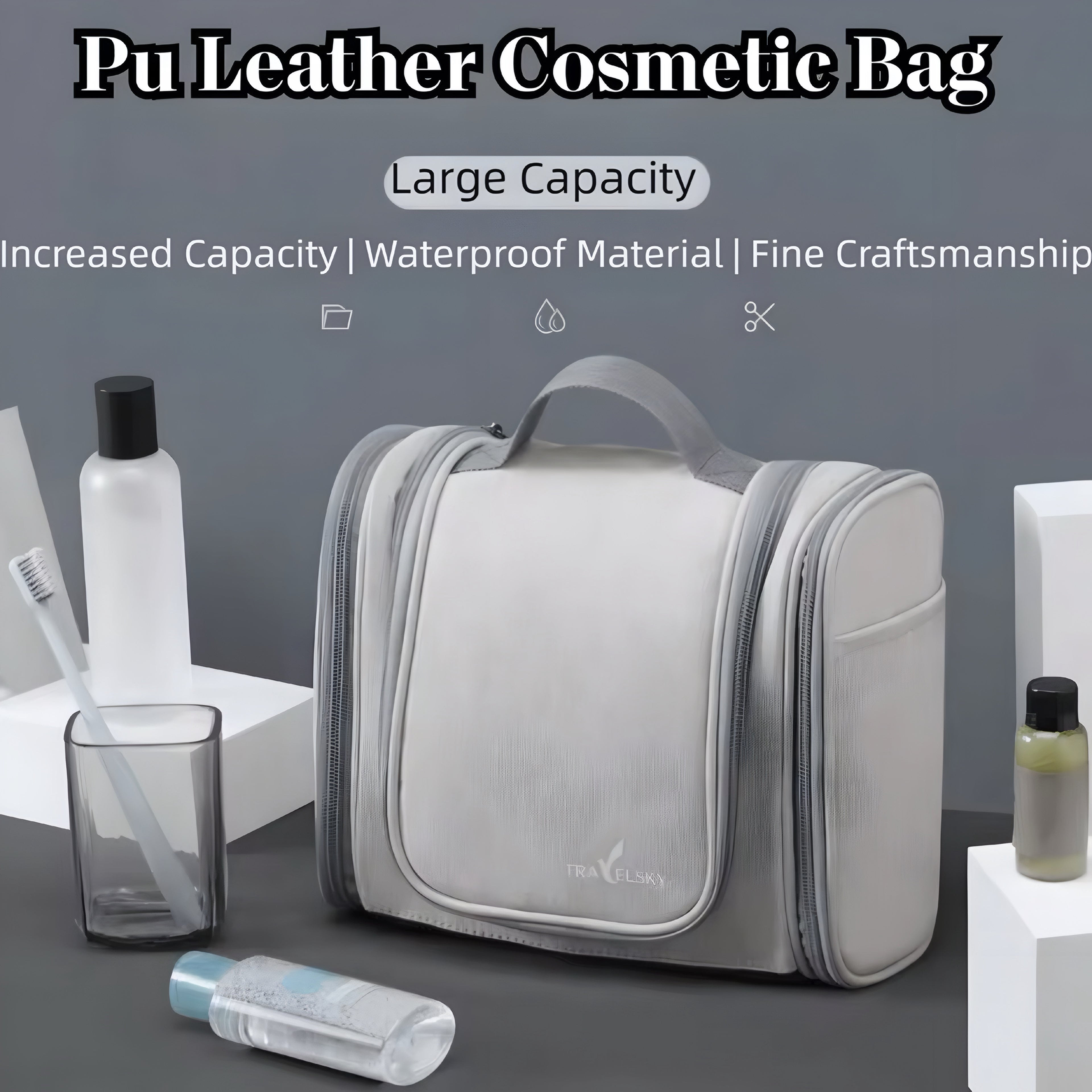 Waterproof Women’s Makeup Bag – Foldable, Hanging, and Spacious