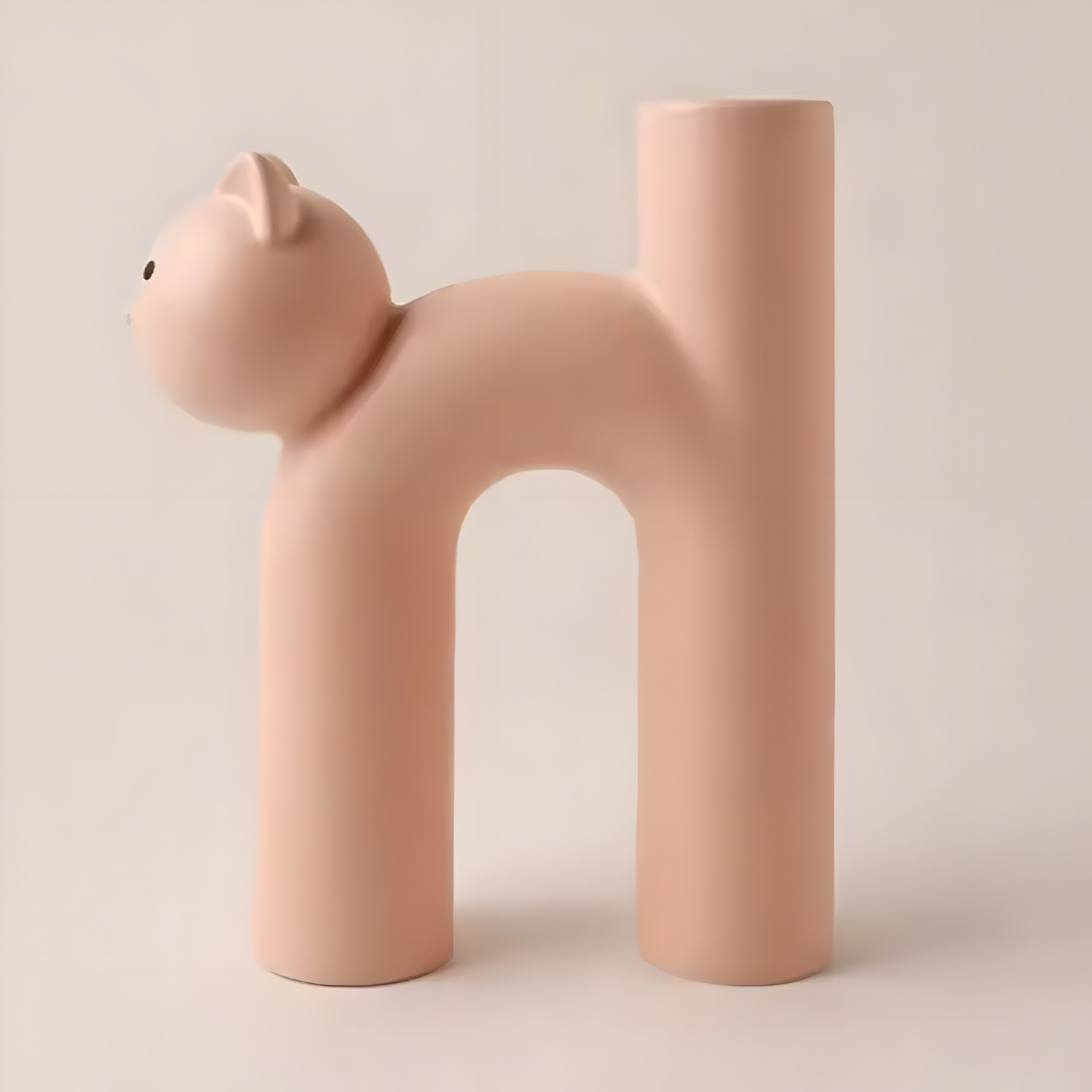 U-Shape Cartoon Cat Vase – Modern Ceramic Decorative Piece