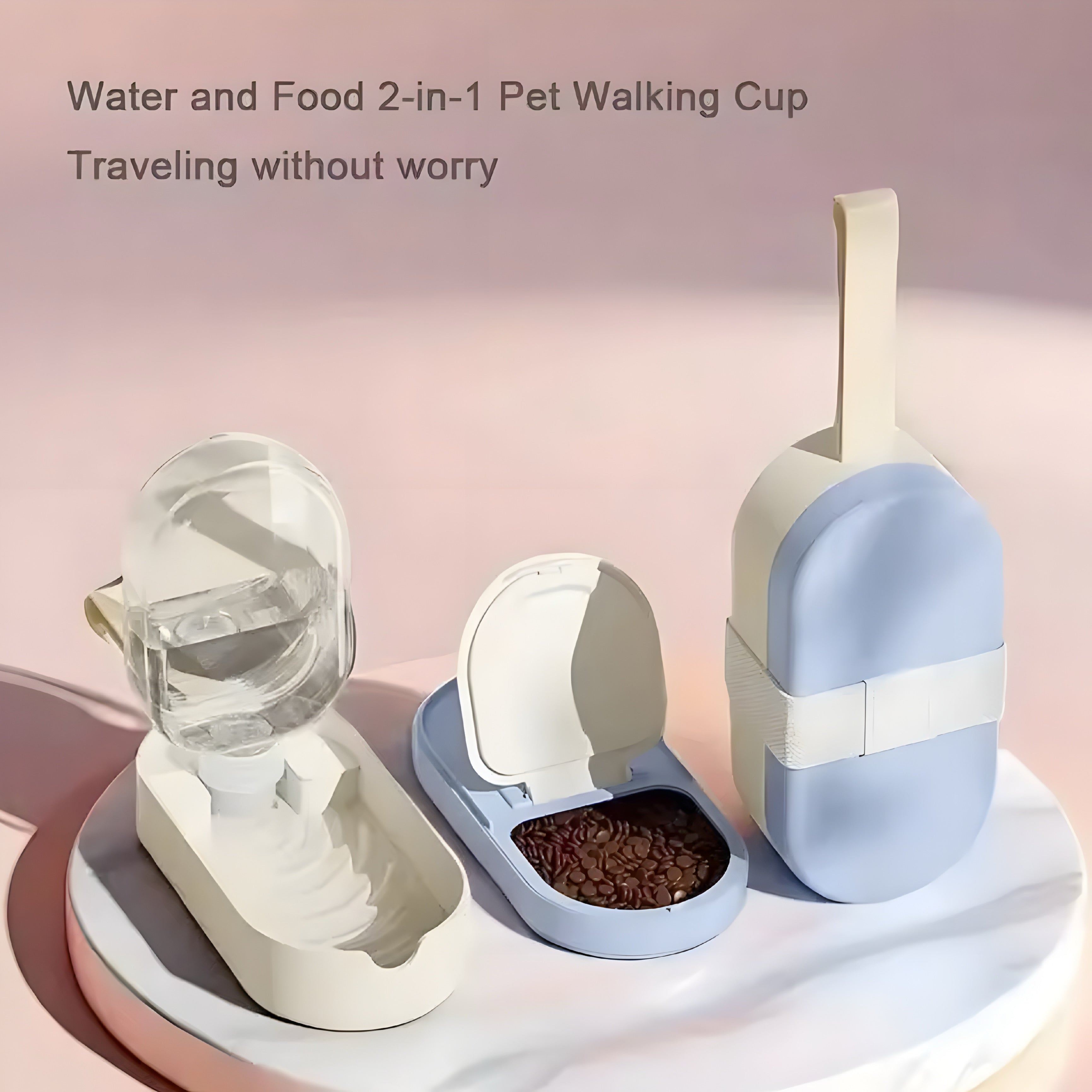2-in-1 Portable Pet Water Bottle – Outdoor Drinking Fountain & Feeder