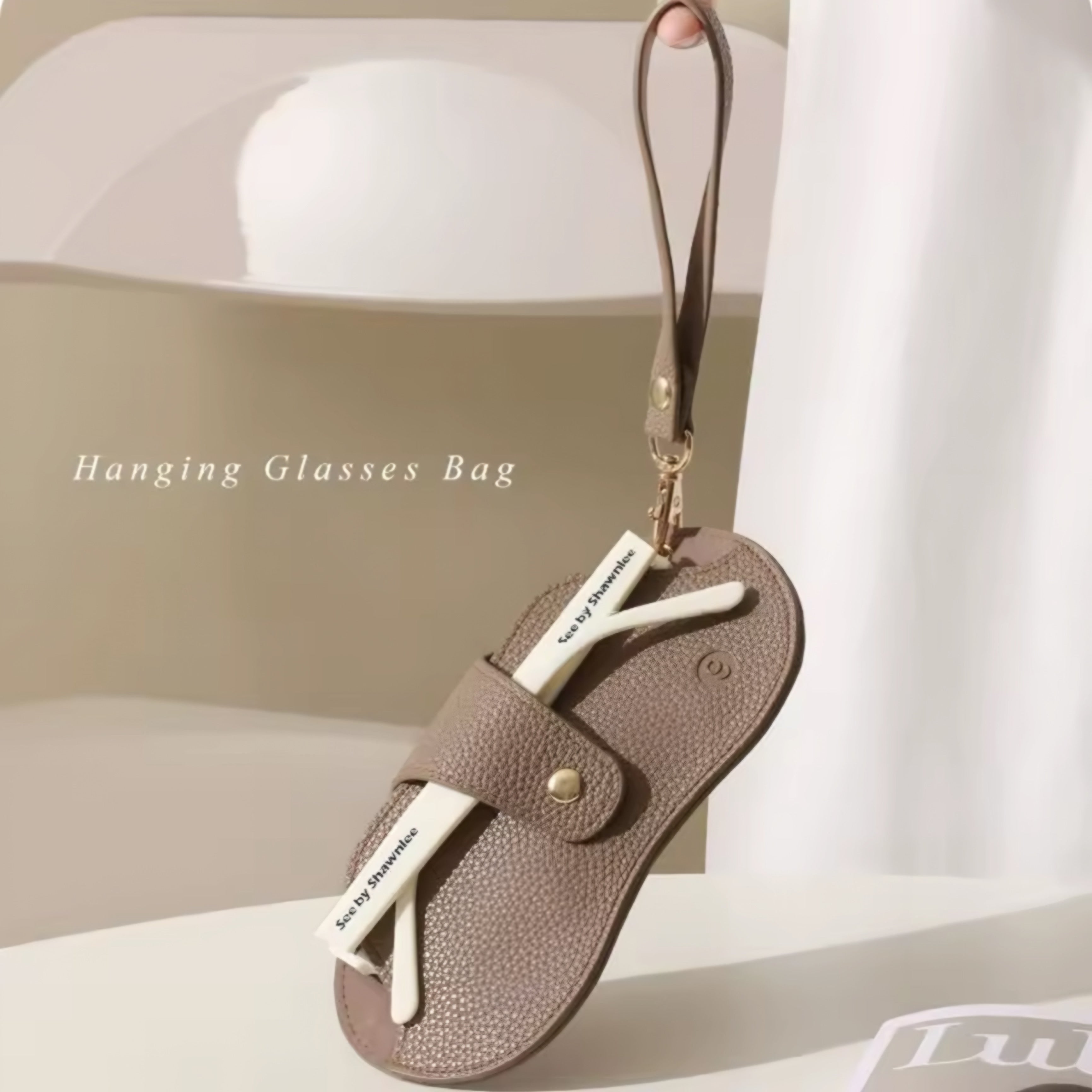 Soft Lychee Pattern PU Leather Glasses Bag