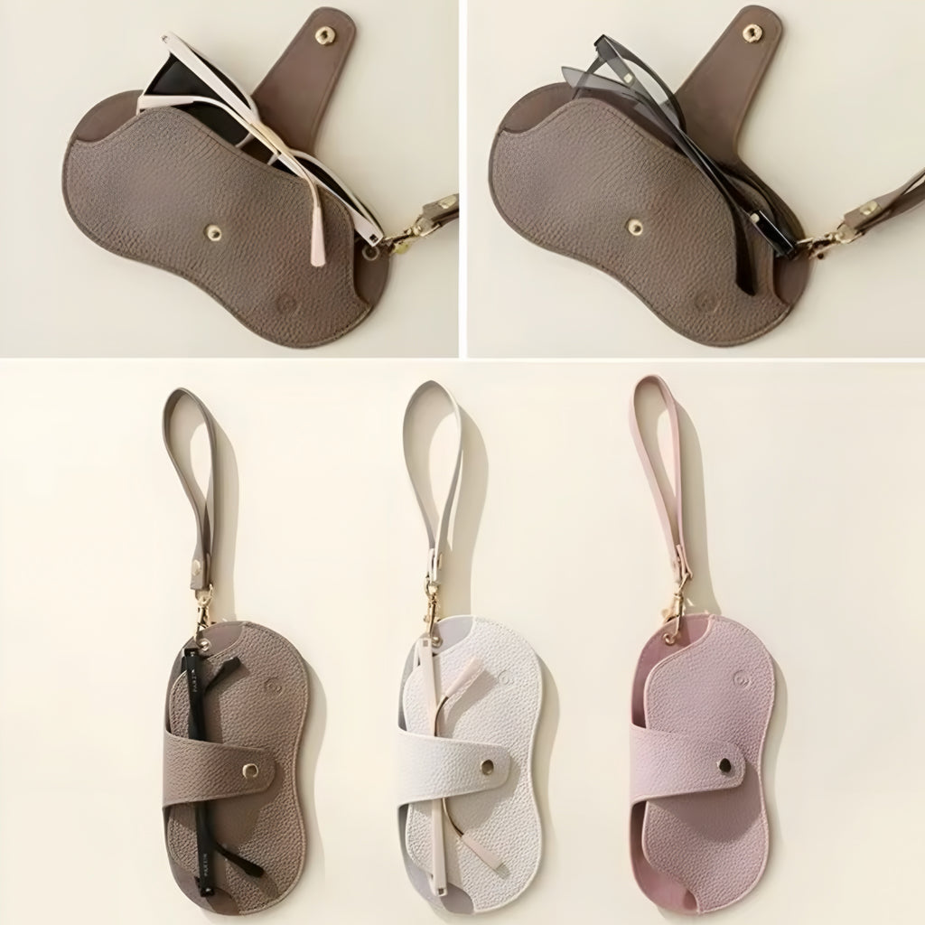 Soft Lychee Pattern PU Leather Glasses Bag